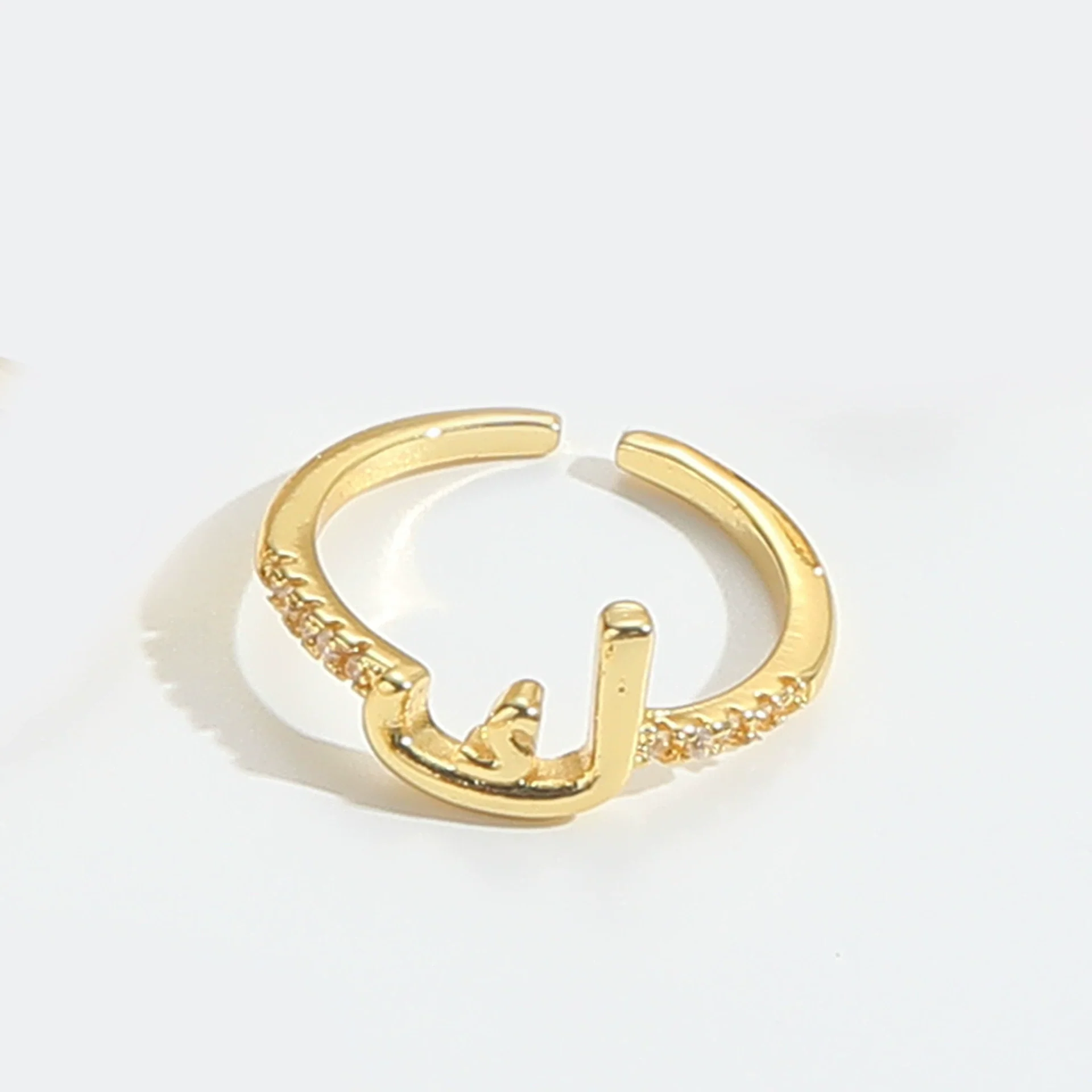 Wholesale Ring Copper Simple Letter Style Electroplating Inlaid With Zircon - Image 14