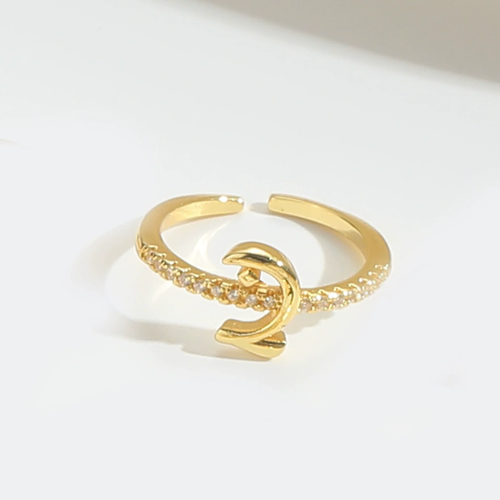 Wholesale Ring Copper Simple Letter Style Electroplating Inlaid With Zircon - Image 23