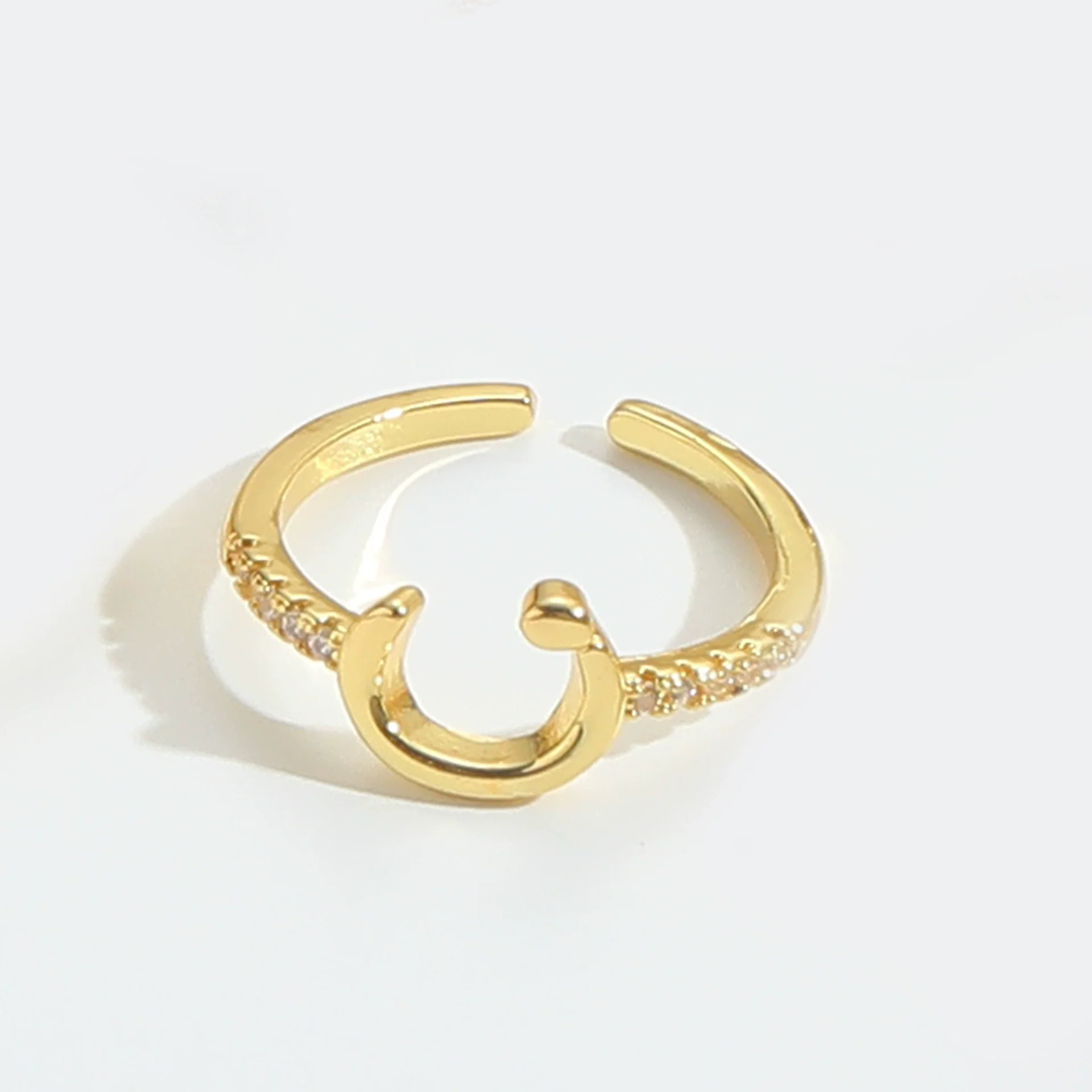Wholesale Ring Copper Simple Letter Style Electroplating Inlaid With Zircon - Image 24
