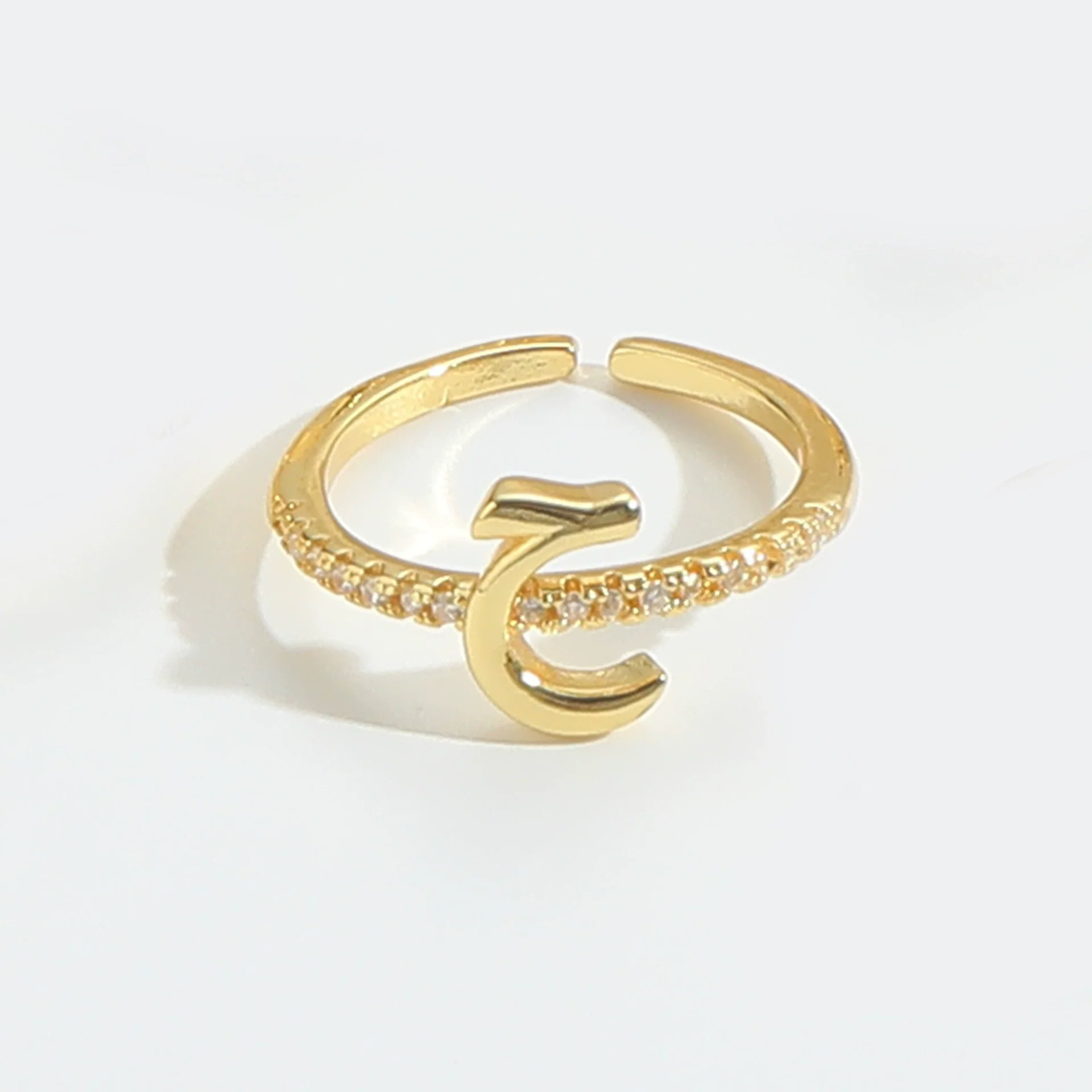 Wholesale Ring Copper Simple Letter Style Electroplating Inlaid With Zircon - Image 28