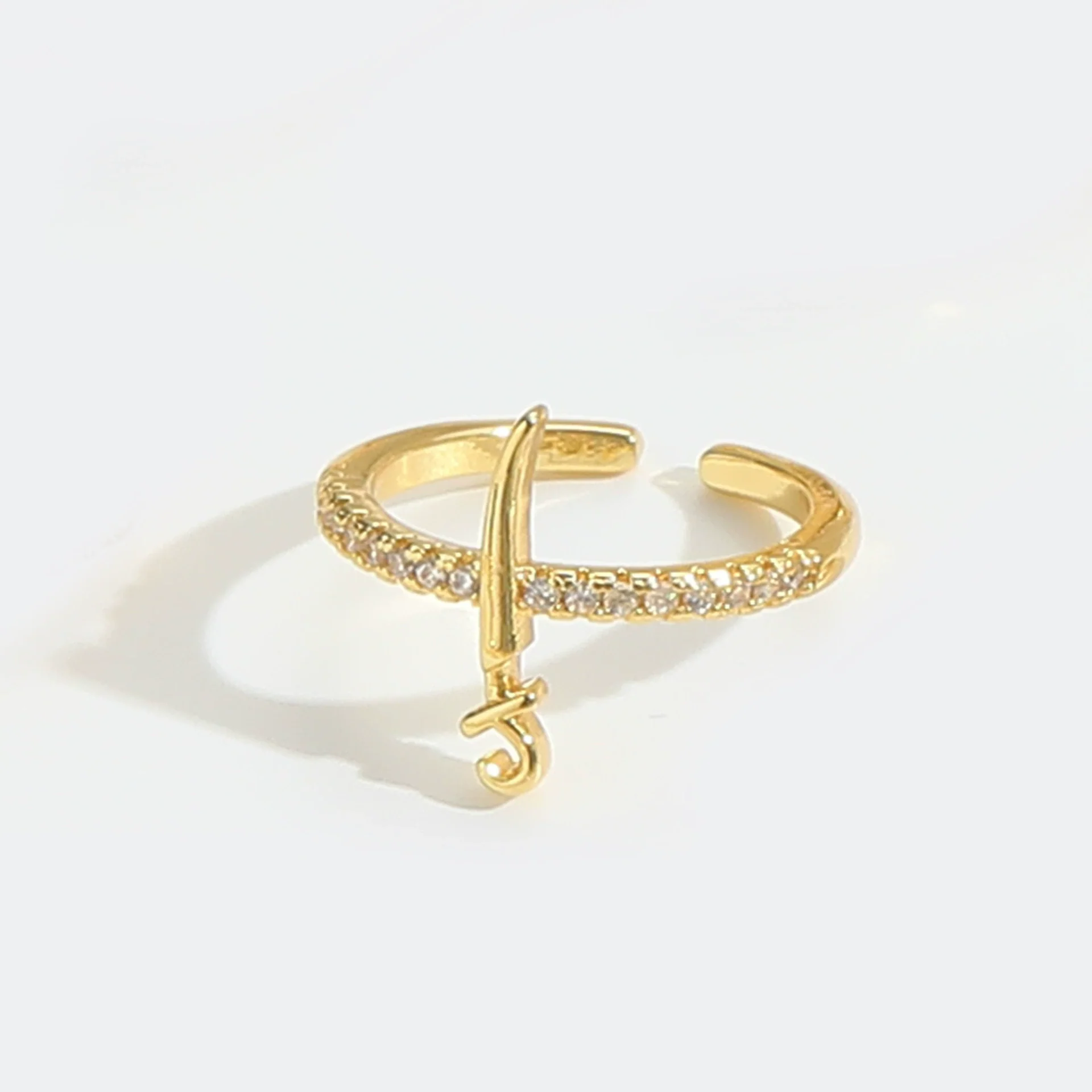 Wholesale Ring Copper Simple Letter Style Electroplating Inlaid With Zircon - Image 31