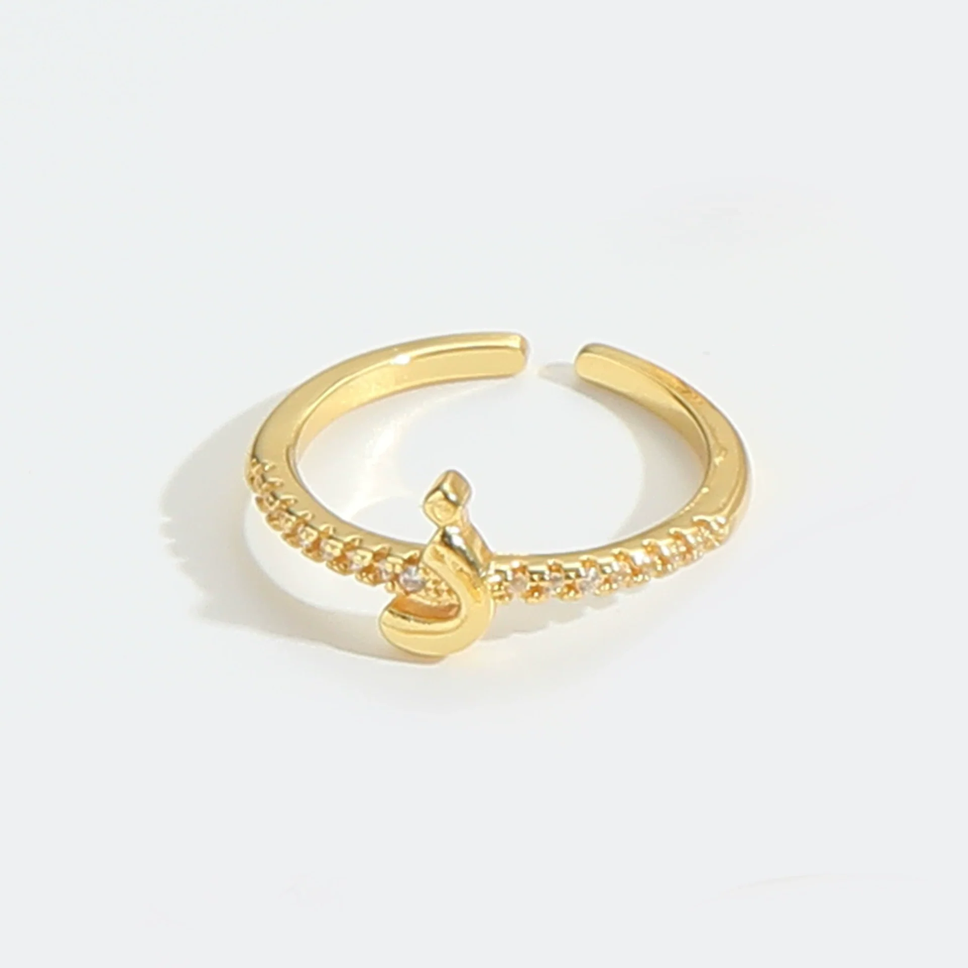Wholesale Ring Copper Simple Letter Style Electroplating Inlaid With Zircon - Image 7