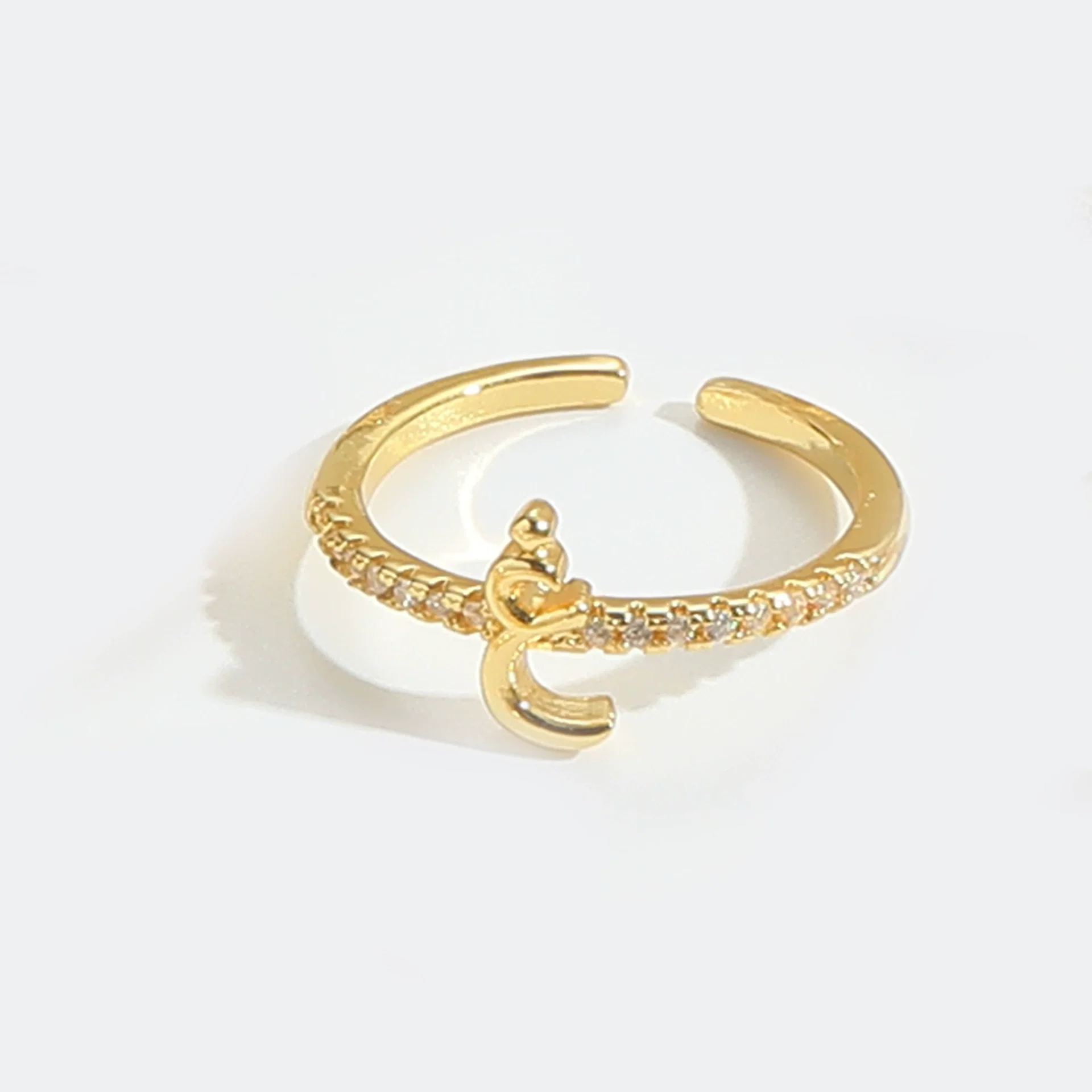 Wholesale Ring Copper Simple Letter Style Electroplating Inlaid With Zircon - Image 9