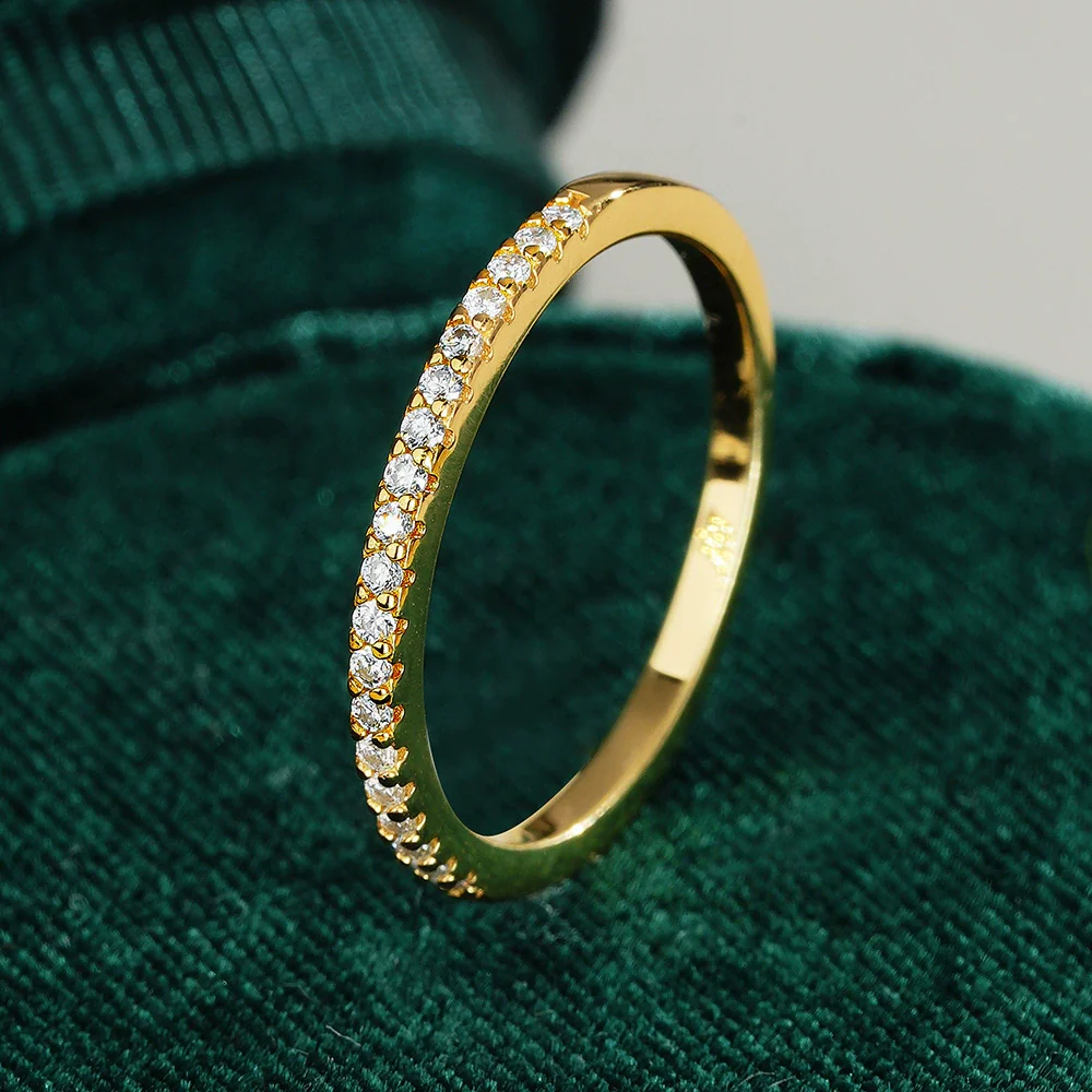 Wholesale Ring Geometric Moissanite 925 Silver 18K Gold Plated Set With Diamonds For Women - Image 2