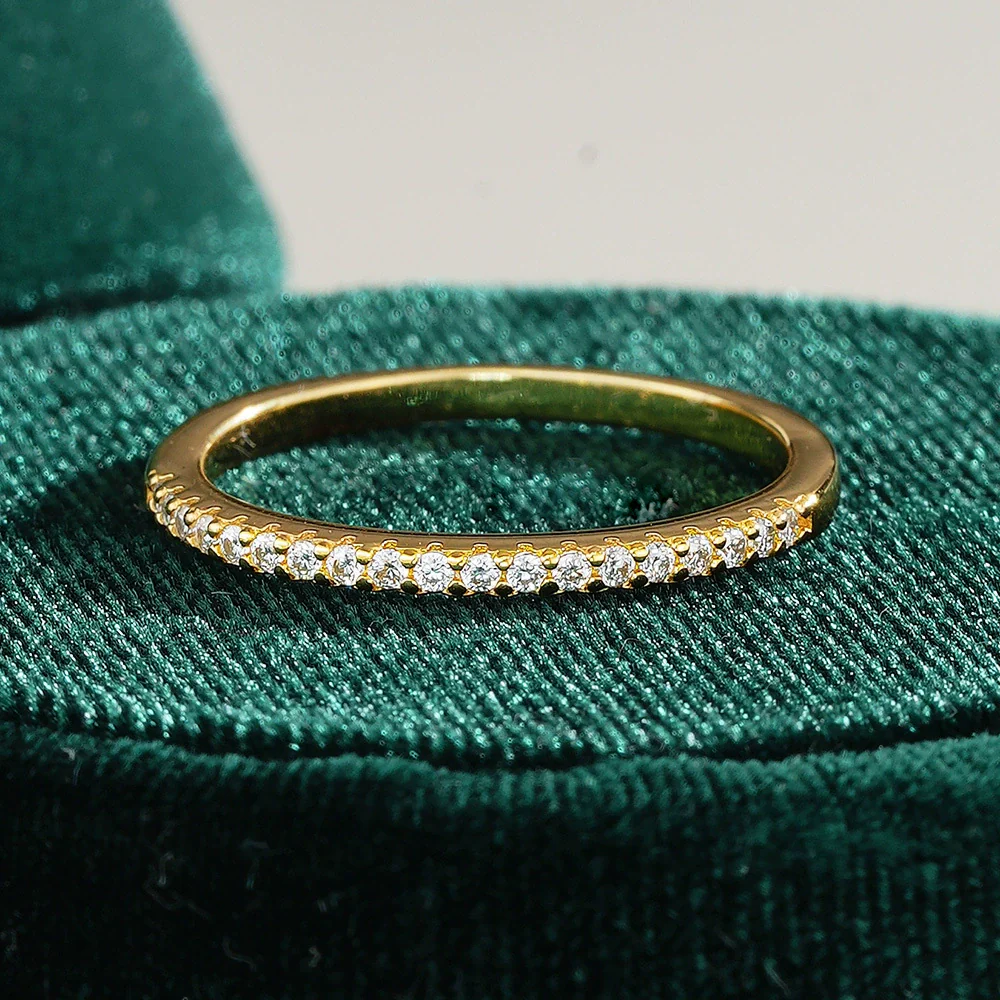 Wholesale Ring Geometric Moissanite 925 Silver 18K Gold Plated Set With Diamonds For Women - Image 3