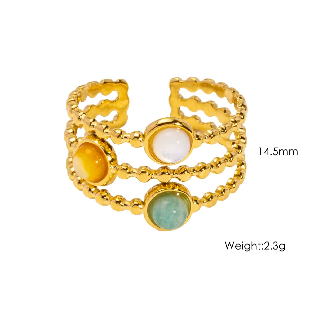 Wholesale Ring Natural Stone Shell Beads Stainless Steel Geometric Light Luxury - Image 10
