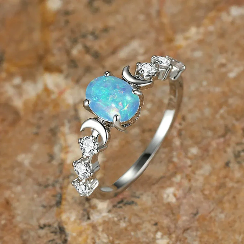 Wholesale Ring Retro Oval Copper Geometric Style Inlaid Zircon For Women - Image 3