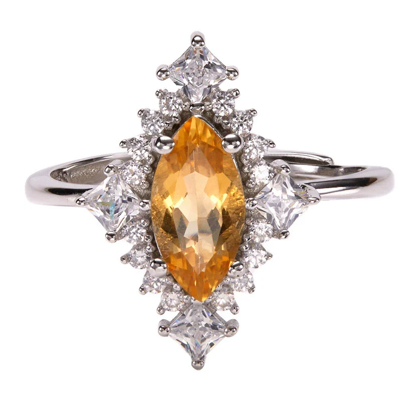 Wholesale Ring S925 Sterling Silver Geometric Natural Color Diamond Set With Gems Light Luxury Jewelry - Image 5