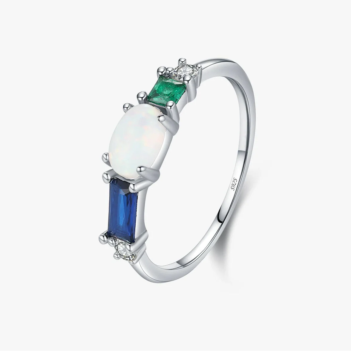 Wholesale Ring S925 Sterling Silver Geometric Style Imitation Color Treasure Diamond Hand Jewelry For Women - Image 5