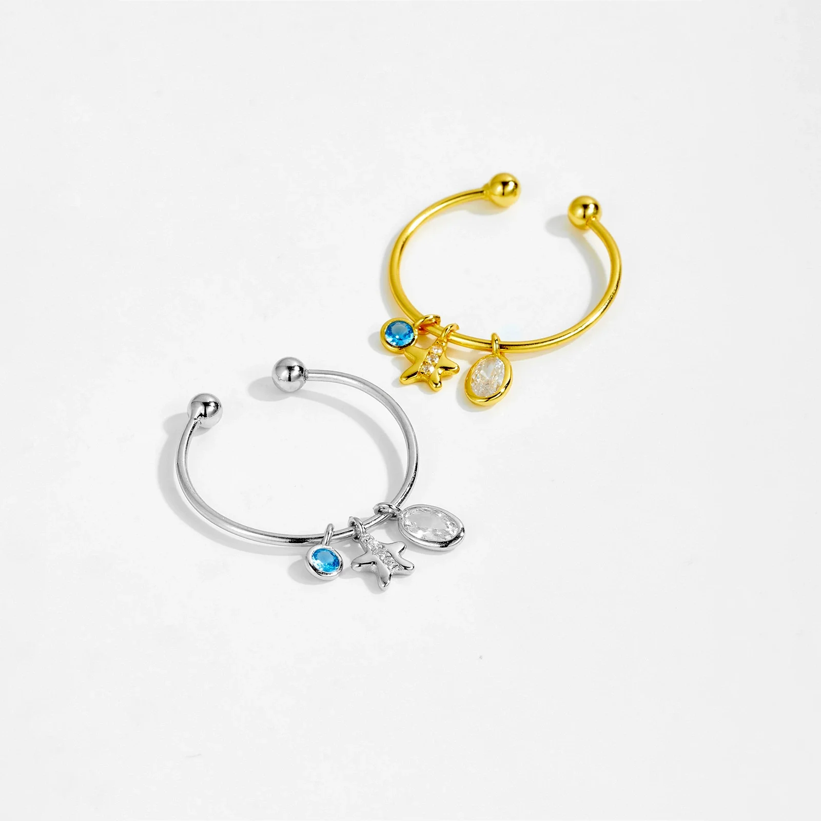 Wholesale Ring S925 Sterling Silver Opening Adjustable Letter Pendant Microinlaid Zircon Electroplated Platinum 18K Gold Fashion - Image 3
