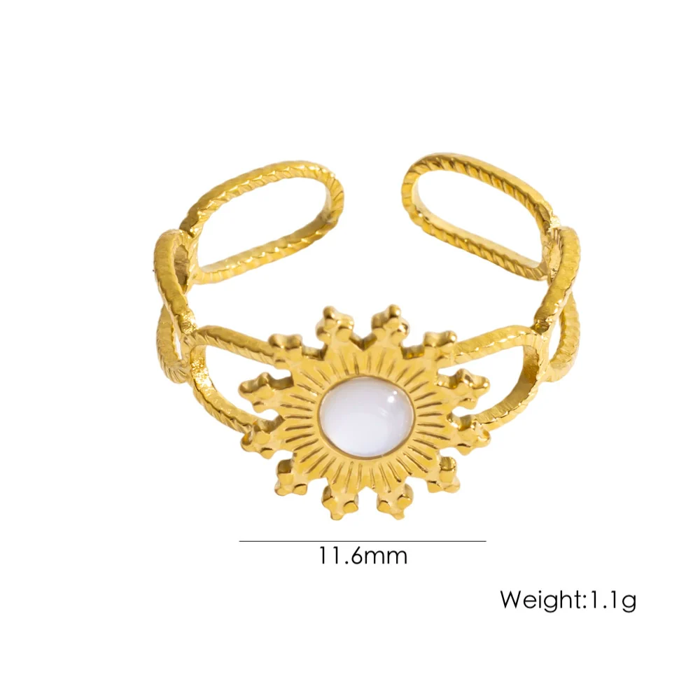 Wholesale Ring Stainless Steel Geometric Natural Stone French Retro Electroplating - Image 10