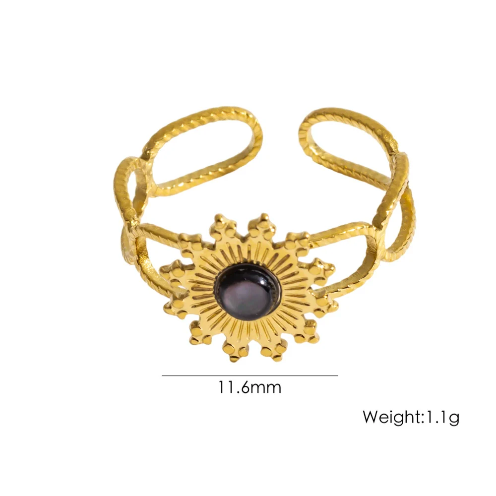 Wholesale Ring Stainless Steel Geometric Natural Stone French Retro Electroplating - Image 5