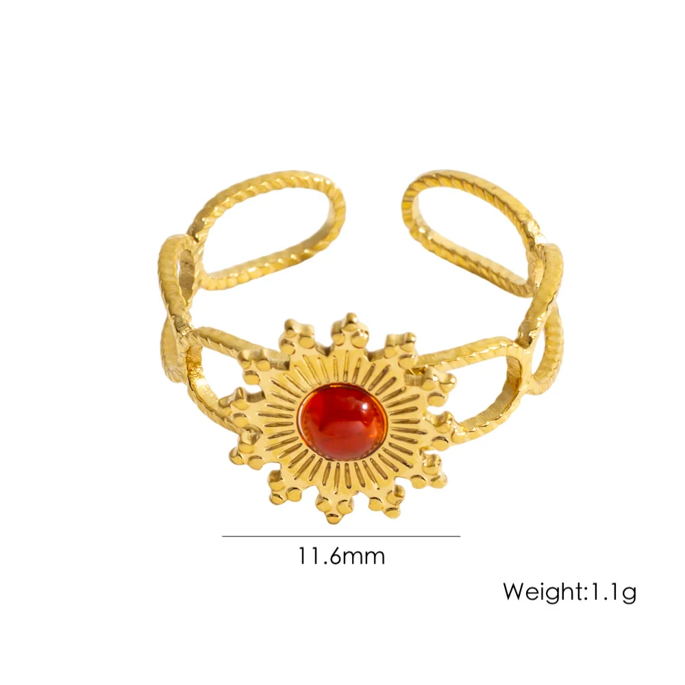 Wholesale Ring Stainless Steel Geometric Natural Stone French Retro Electroplating - Image 9
