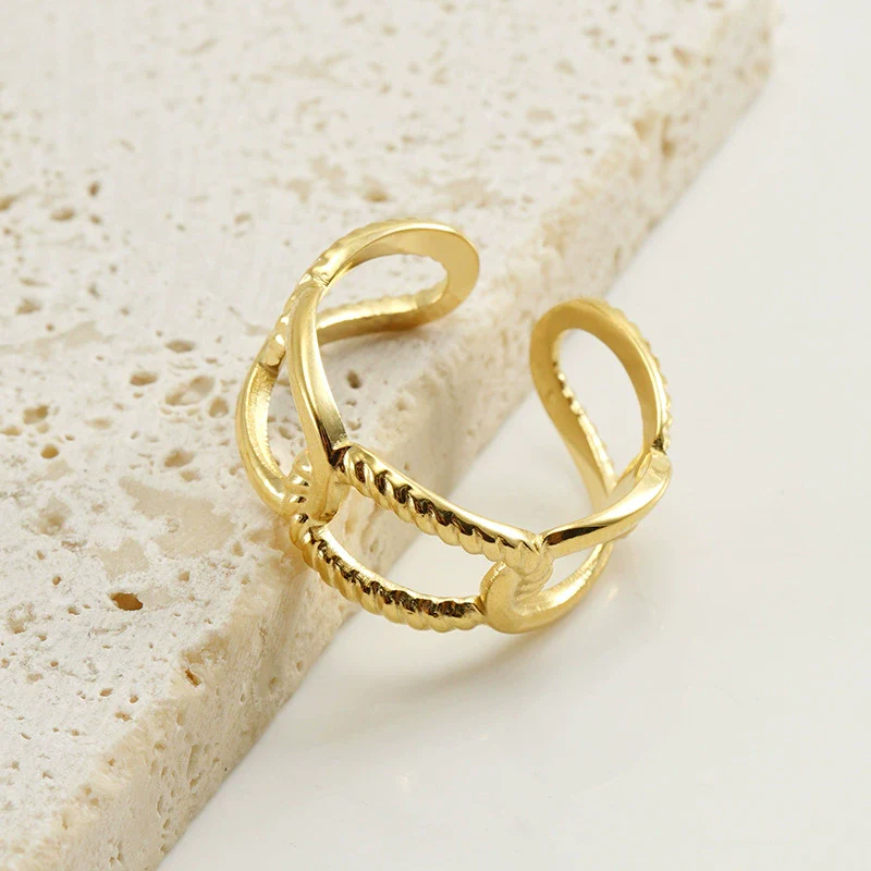 Wholesale Ring 316L Stainless Steel Geometric Simple Electroplating For Women - Image 3