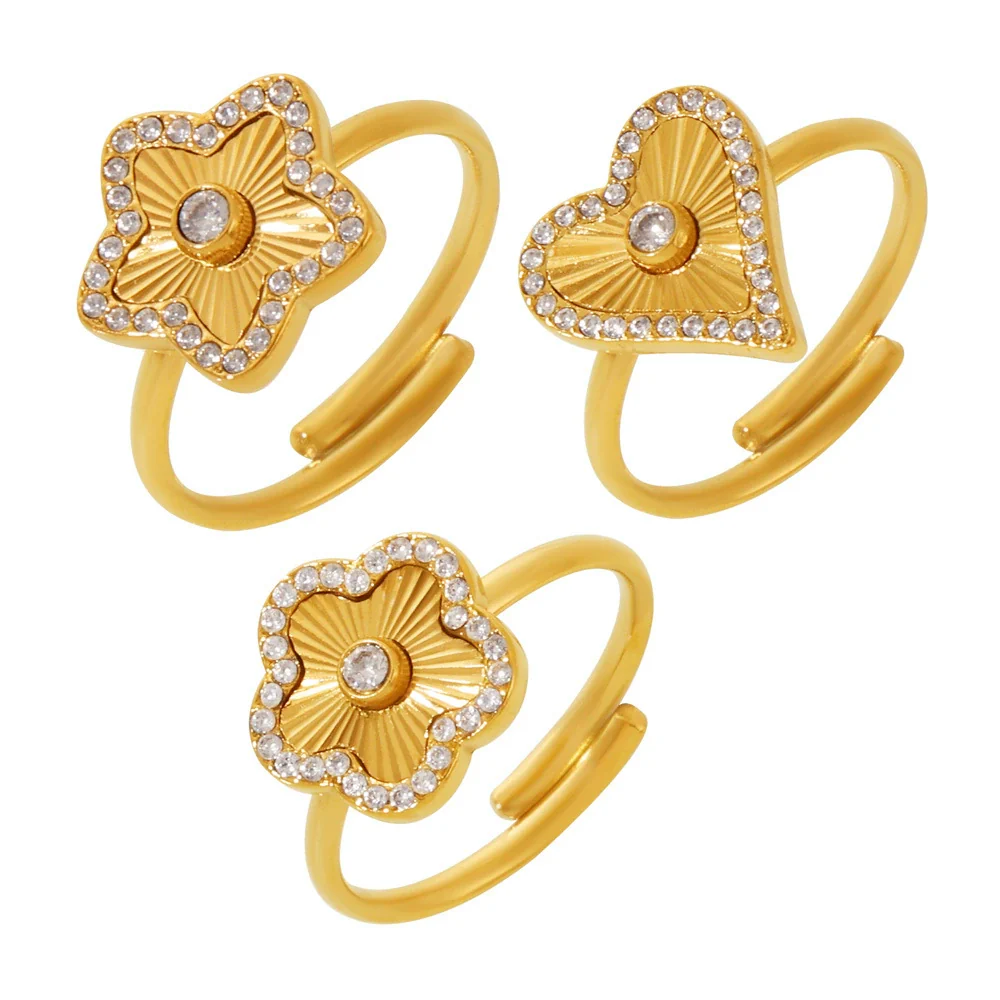 Wholesale Ring Stainless Steel Light Luxury Geometric Heart Star Pattern Pvd Electroplating - Image 5