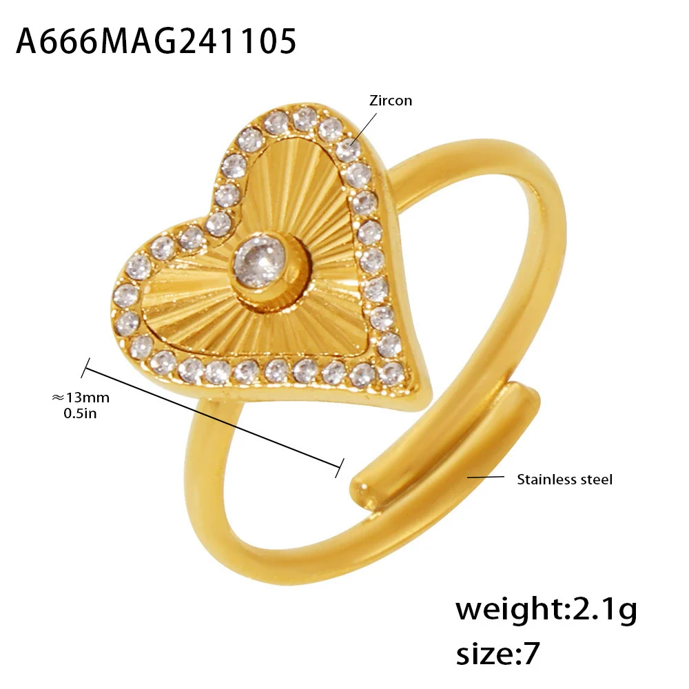 Wholesale Ring Stainless Steel Light Luxury Geometric Heart Star Pattern Pvd Electroplating - Image 7