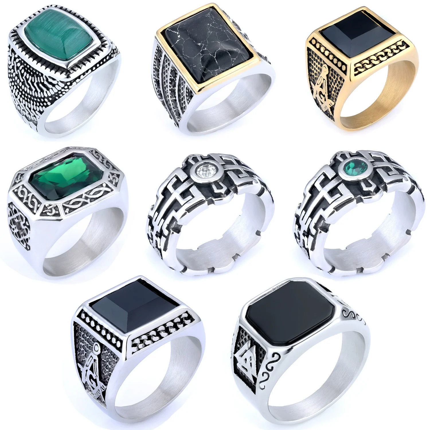 Wholesale Ring Stainless Steel Personality Vintage Letter Design Apply Oil