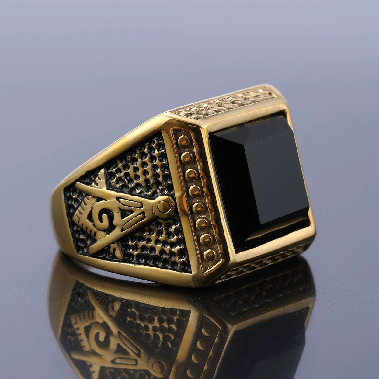 Wholesale Ring Stainless Steel Personality Vintage Letter Design Apply Oil - Image 2
