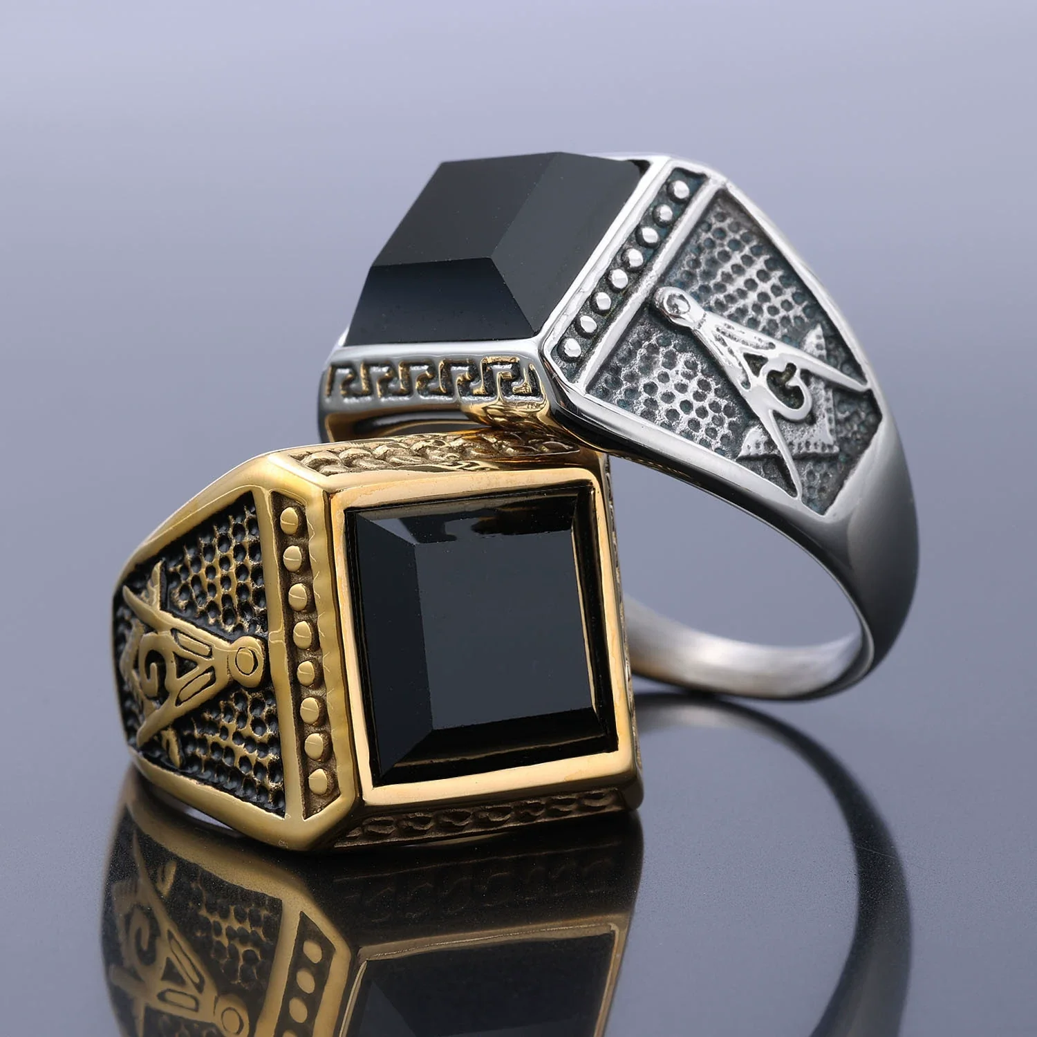 Wholesale Ring Stainless Steel Personality Vintage Letter Design Apply Oil - Image 3