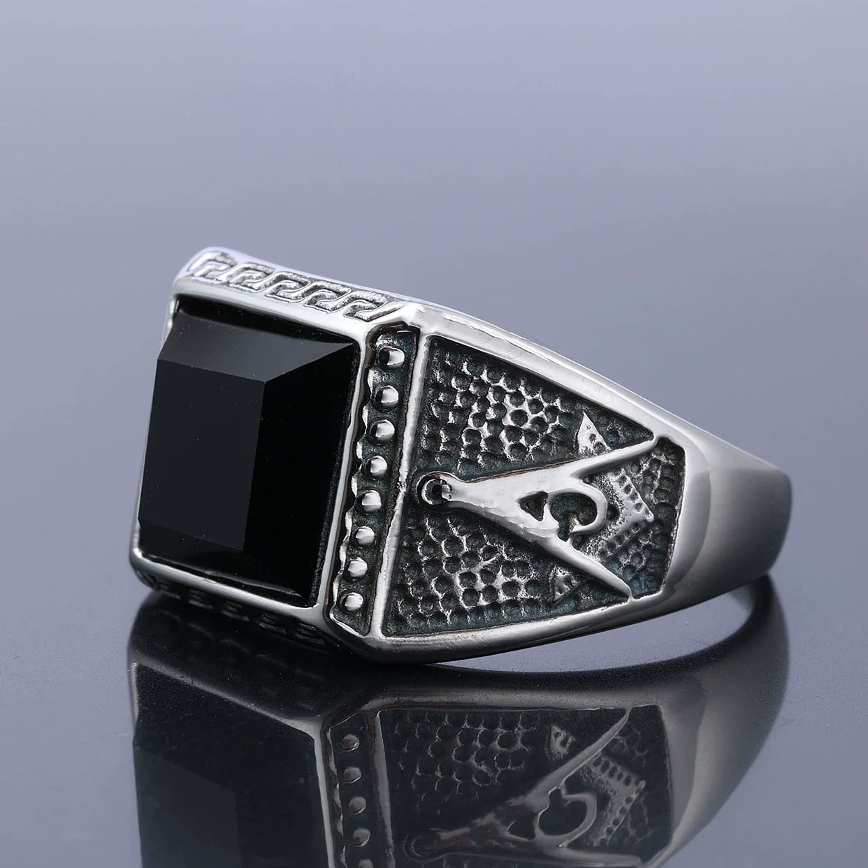 Wholesale Ring Stainless Steel Personality Vintage Letter Design Apply Oil - Image 6