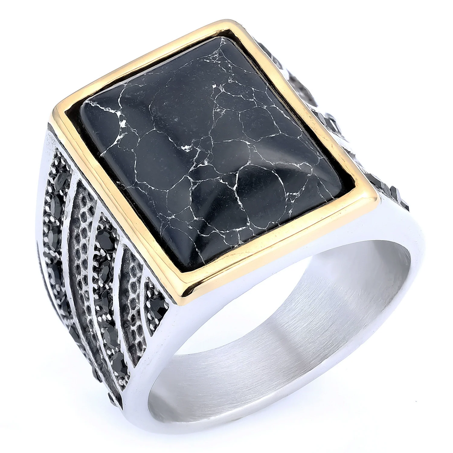 Wholesale Ring Stainless Steel Personality Vintage Letter Design Apply Oil - Image 7