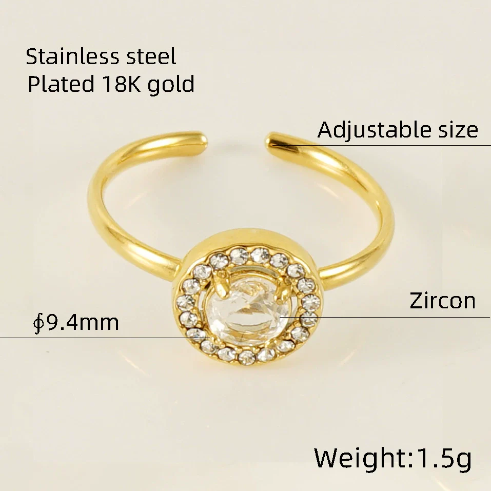 Wholesale Ring 316L Stainless Steel Highend Geometric Style Doublelayer Zirconiaembedded Love Ring For Women - Image 21