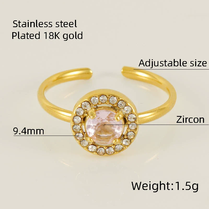 Wholesale Ring 316L Stainless Steel Highend Geometric Style Doublelayer Zirconiaembedded Love Ring For Women - Image 22