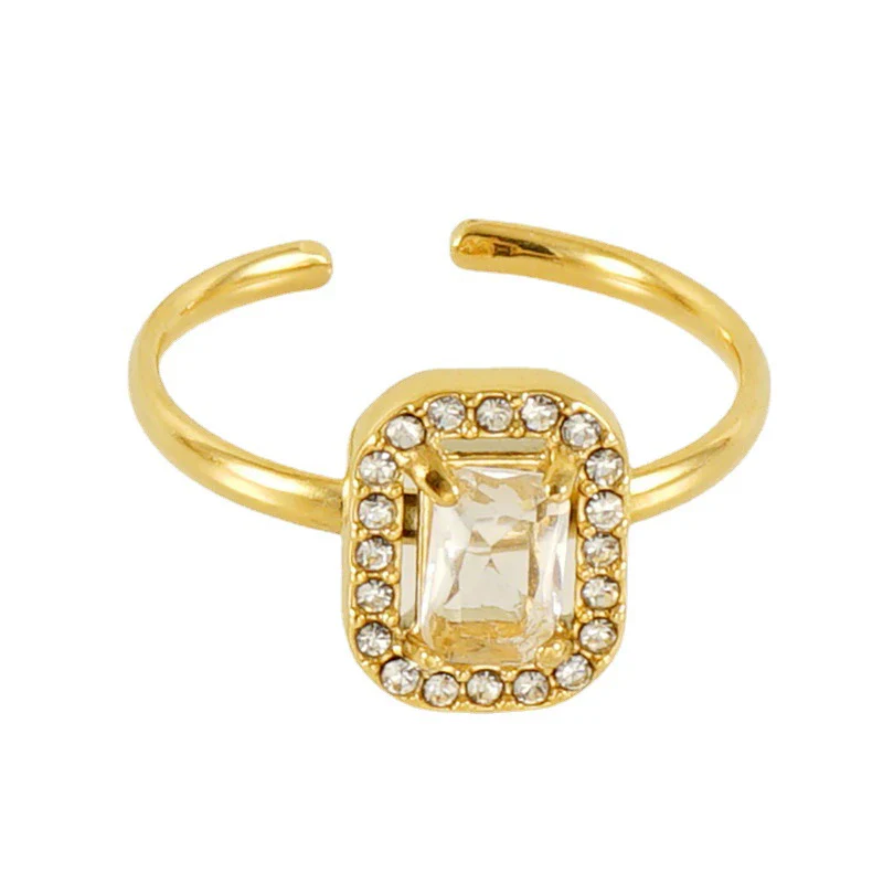Wholesale Ring 316L Stainless Steel Highend Geometric Style Doublelayer Zirconiaembedded Love Ring For Women - Image 5