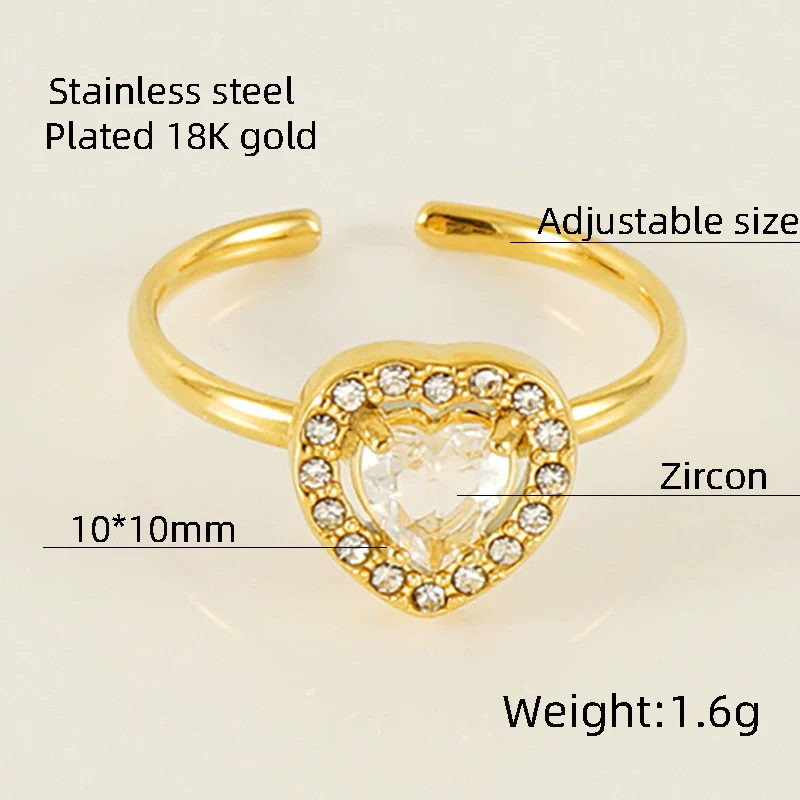 Wholesale Ring 316L Stainless Steel Highend Geometric Style Doublelayer Zirconiaembedded Love Ring For Women - Image 6