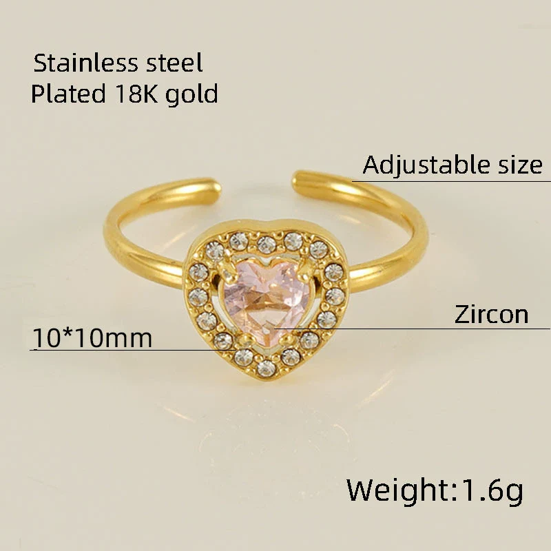 Wholesale Ring 316L Stainless Steel Highend Geometric Style Doublelayer Zirconiaembedded Love Ring For Women - Image 7