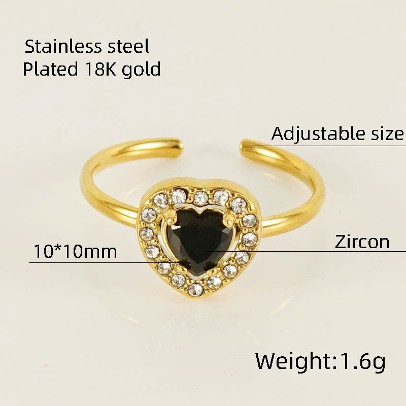 Wholesale Ring 316L Stainless Steel Highend Geometric Style Doublelayer Zirconiaembedded Love Ring For Women - Image 8