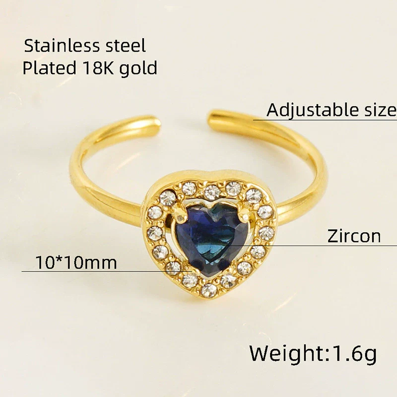 Wholesale Ring 316L Stainless Steel Highend Geometric Style Doublelayer Zirconiaembedded Love Ring For Women - Image 9