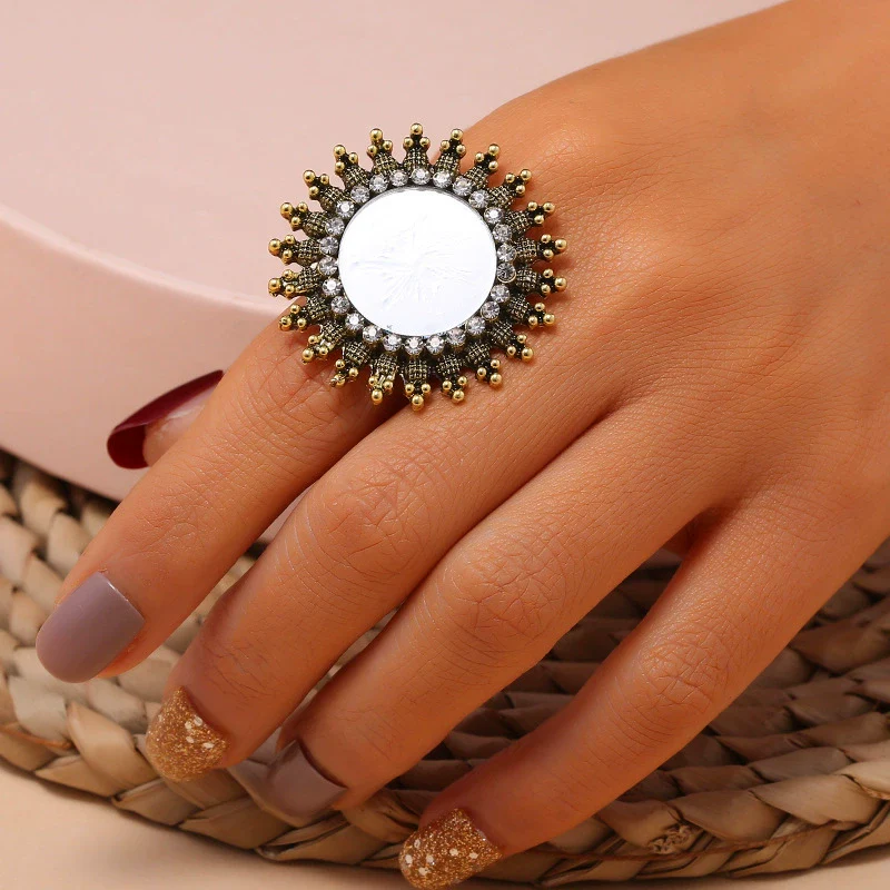 Wholesale Ring Zinc Alloy Geometric Electroplating Fashion Simple Trend Retro Personality Exaggerated Creative Opening Adjustable Unisex