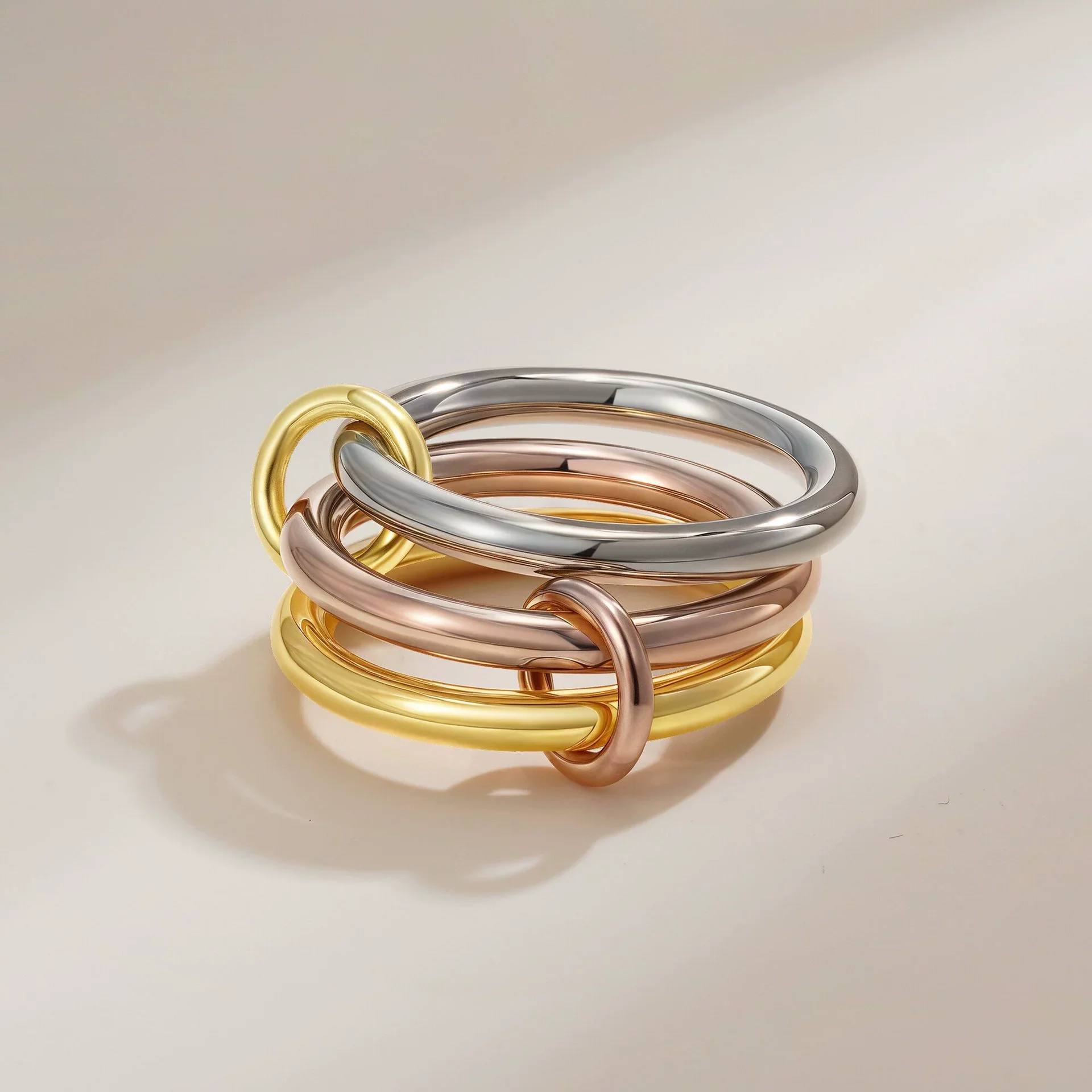 Wholesale Rings Copper Geometric Style Three Rings Electroplated Unisex - Image 10