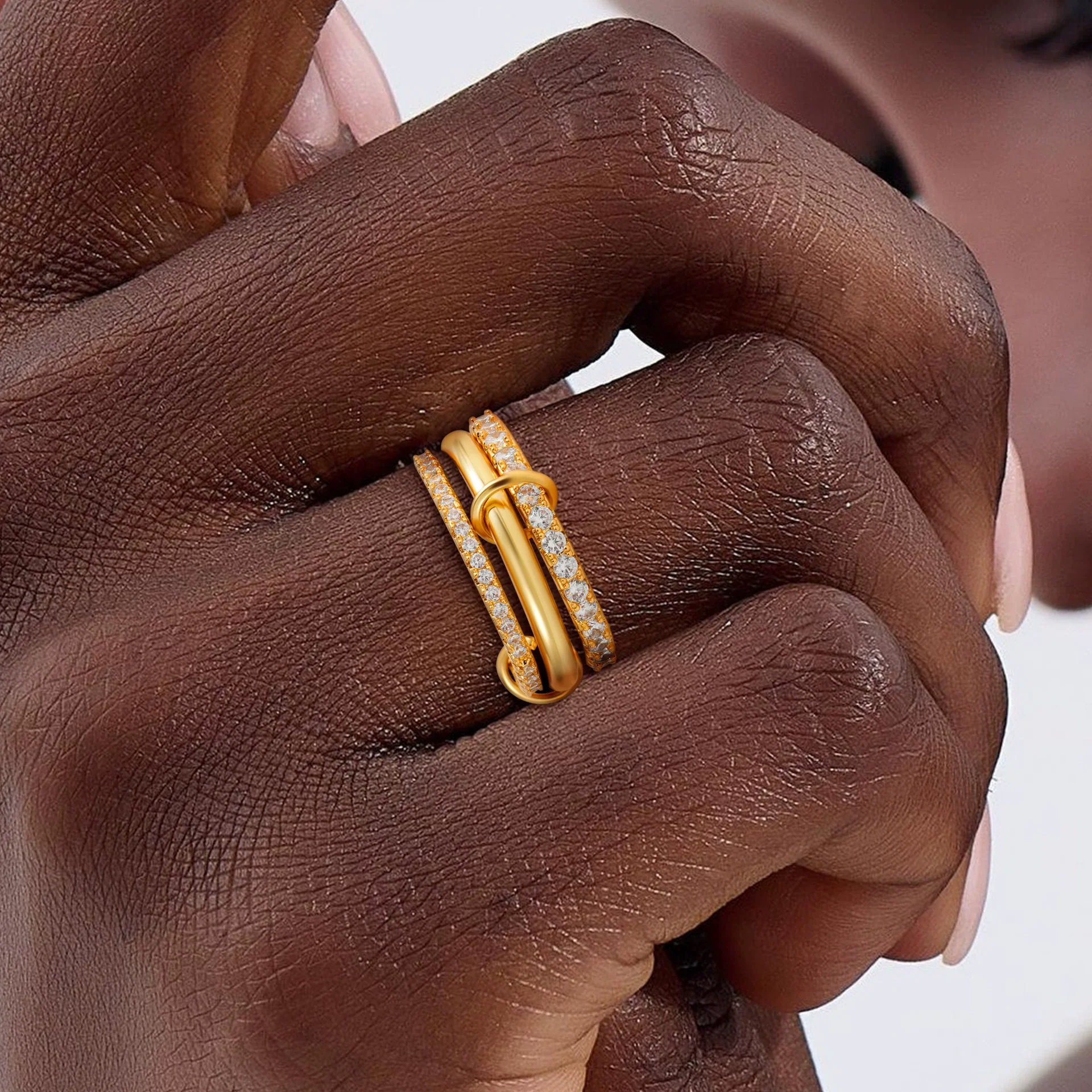 Wholesale Rings Copper Geometric Style Three Rings Electroplated Unisex - Image 11