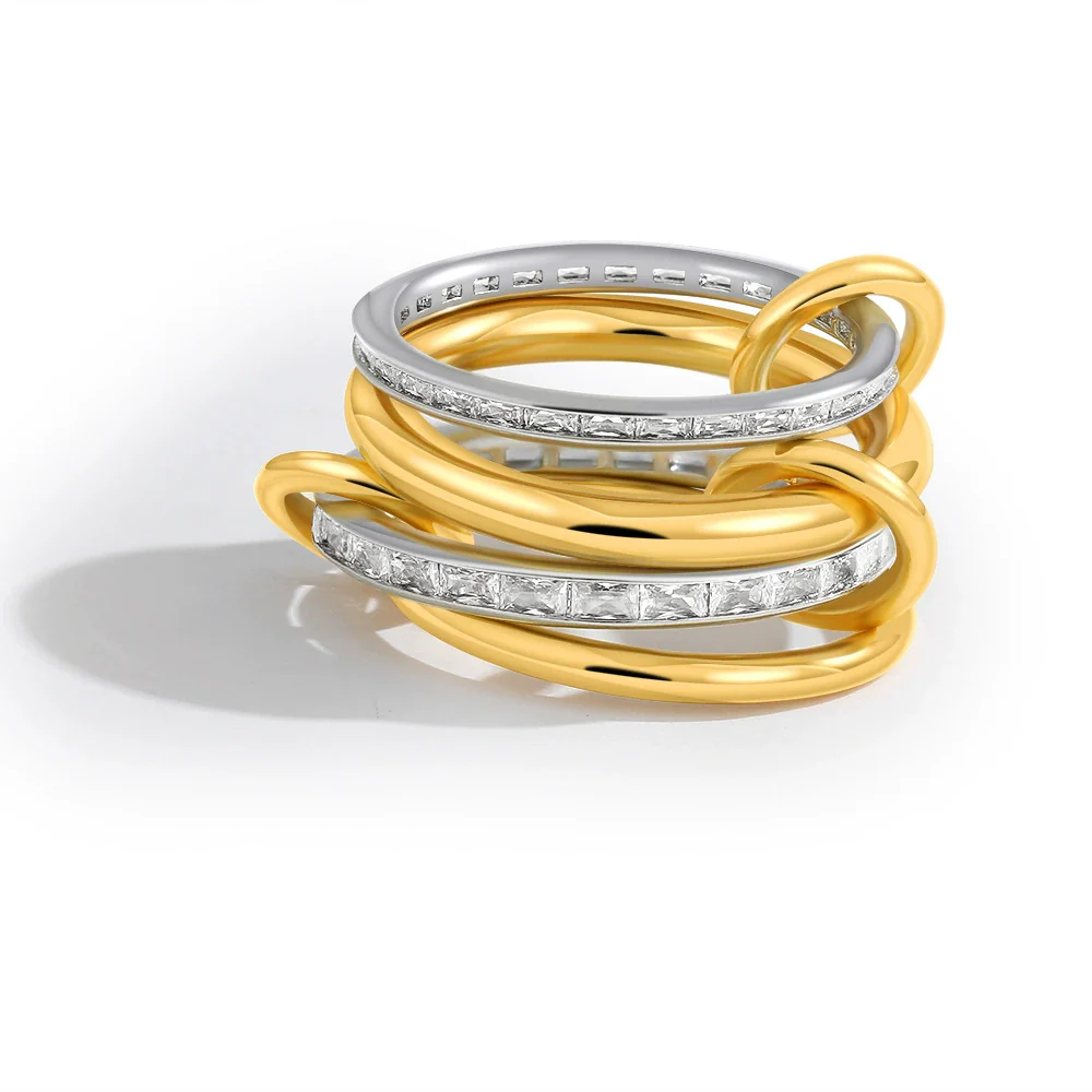 Wholesale Rings Copper Geometric Style Three Rings Electroplated Unisex - Image 19