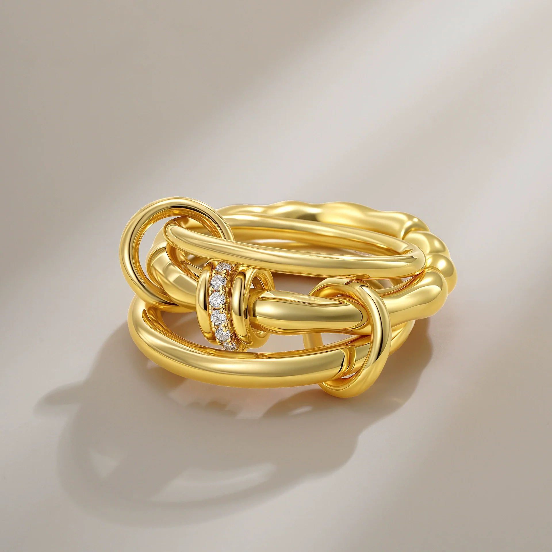 Wholesale Rings Copper Geometric Style Three Rings Electroplated Unisex - Image 2