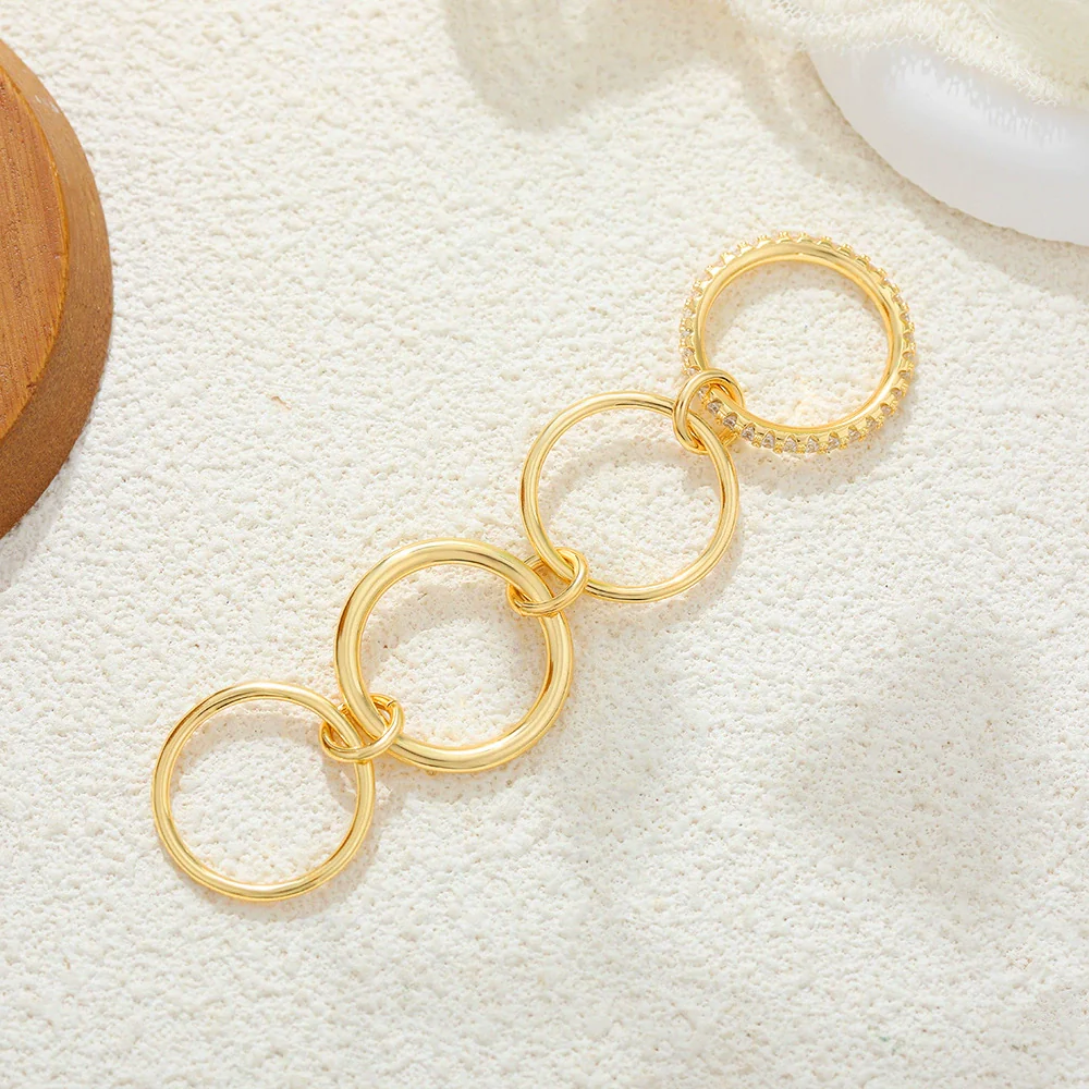 Wholesale Rings Copper Geometric Style Three Rings Electroplated Unisex - Image 21