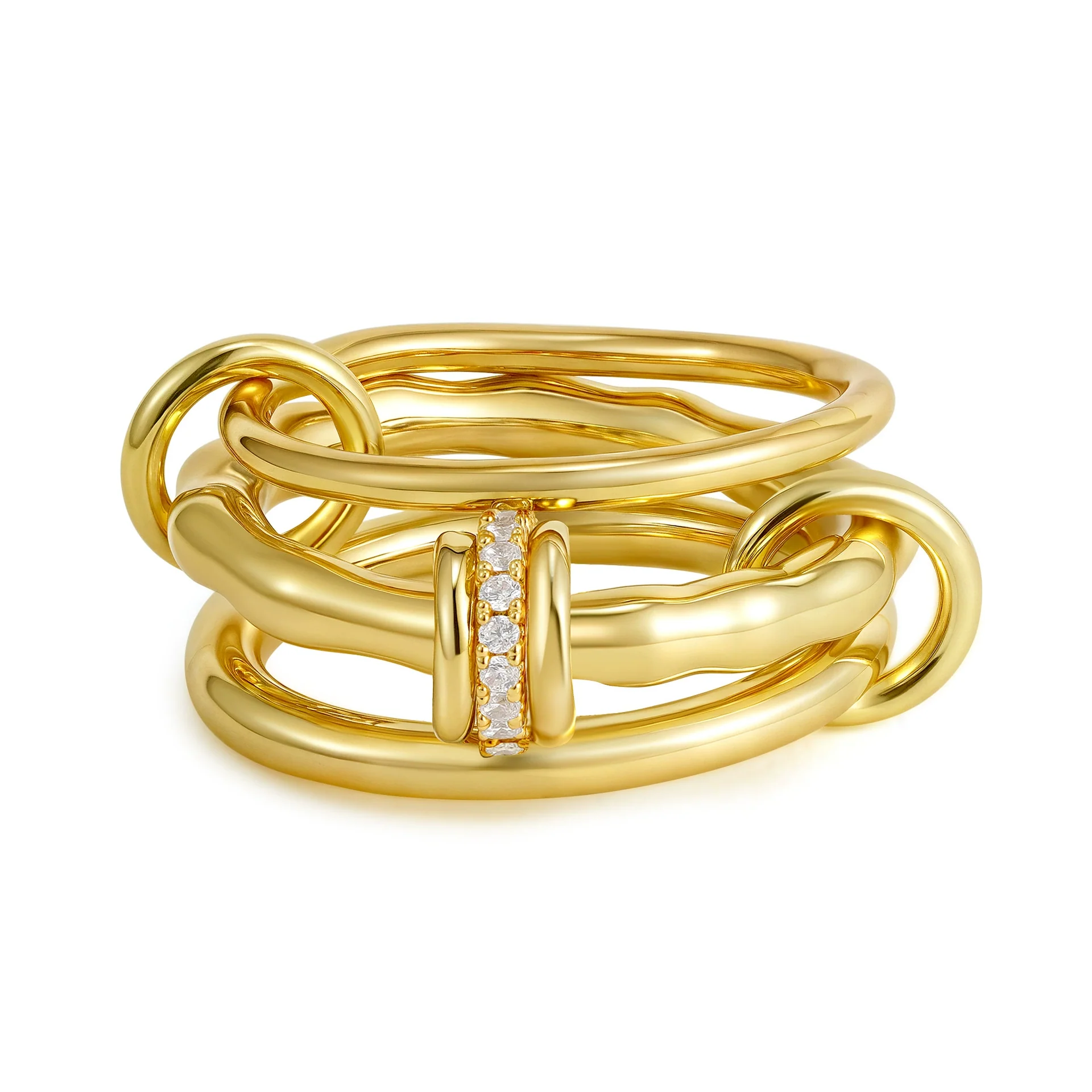 Wholesale Rings Copper Geometric Style Three Rings Electroplated Unisex - Image 5
