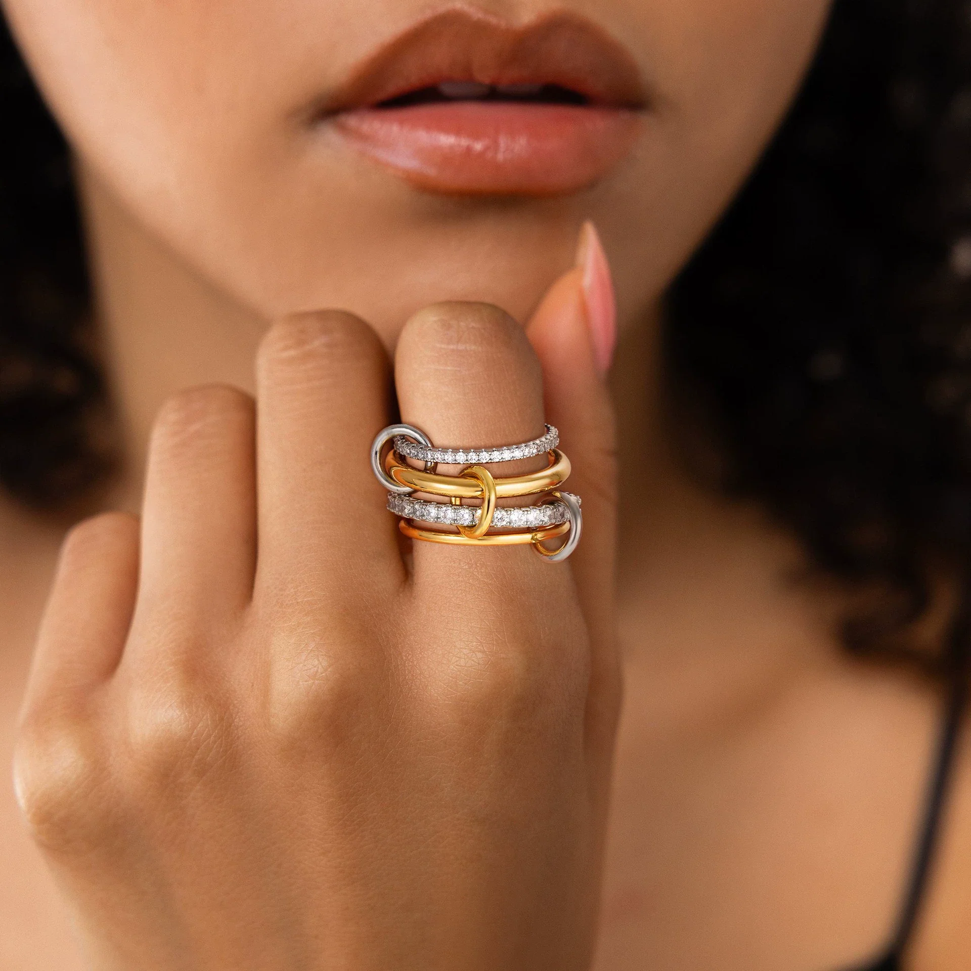 Wholesale Rings Copper Geometric Style Three Rings Electroplated Unisex - Image 8