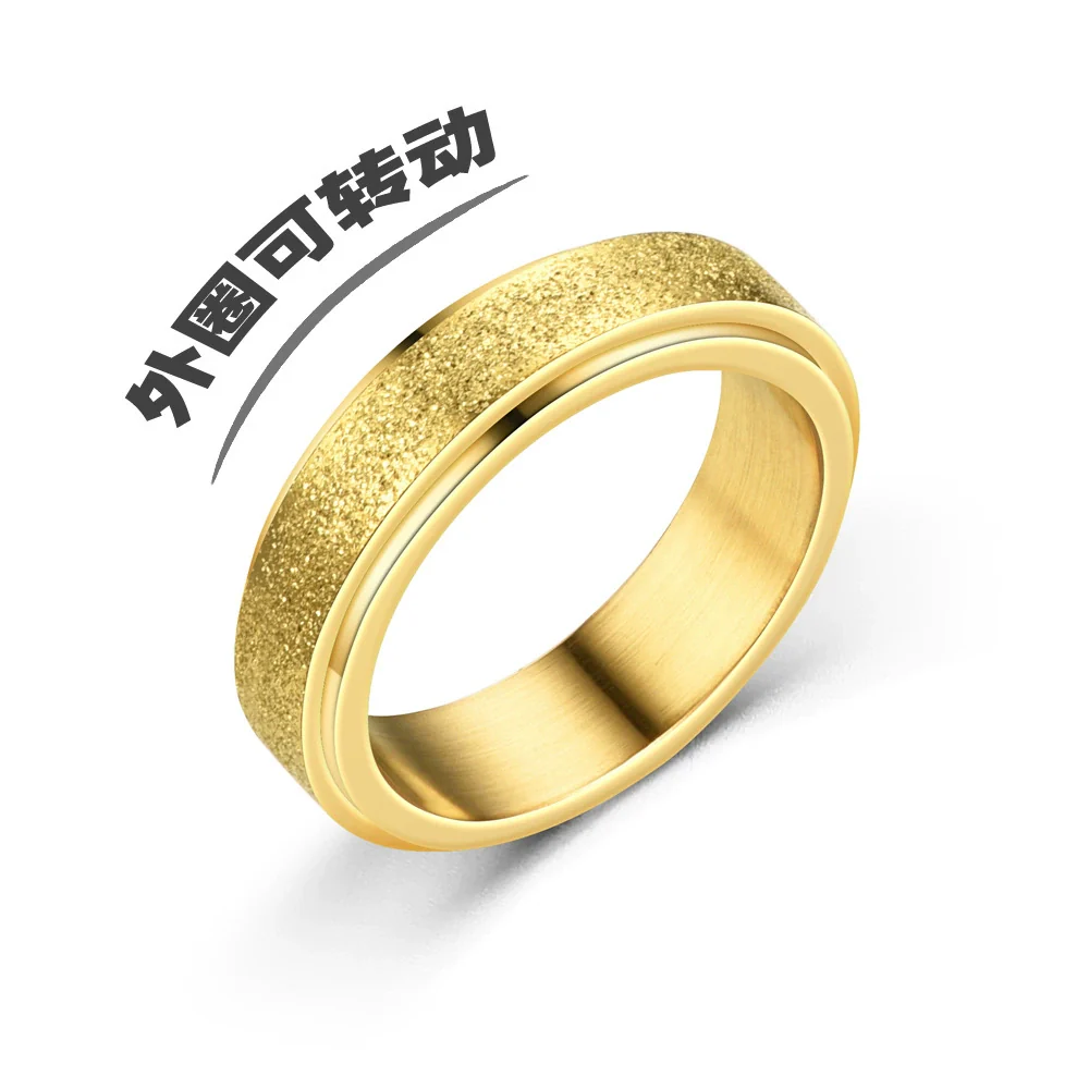 Wholesale Rings Stainless Steel Pearl Sand Rotating Rotatable Fashion Unisex Electroplated With Letters Numbers Text - Image 5
