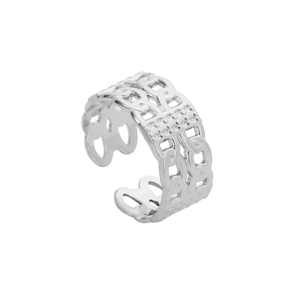 Wholesale Rings Titanium Steel Geometric Hollow Out Electroplated For Women - Image 6