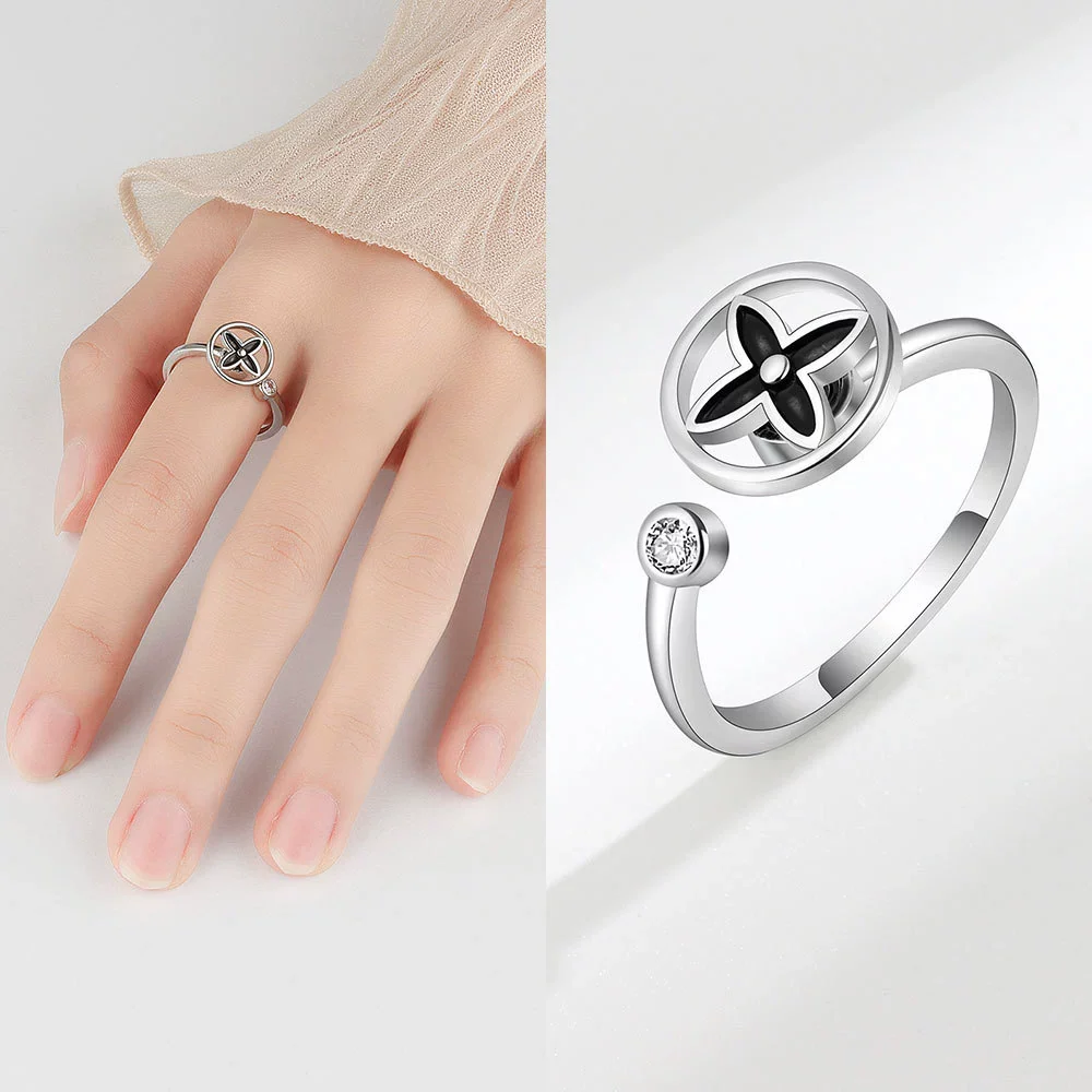 Wholesale Rotatable Antianxiety Decompression Ring Set Copper Geometric Electroplated For Women - Image 2