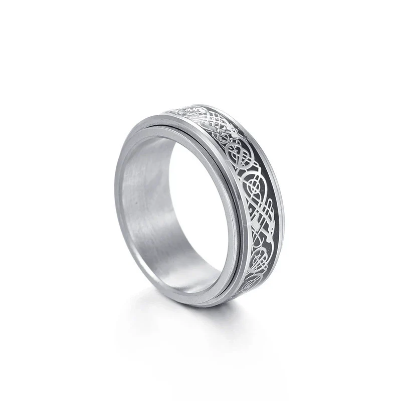 Wholesale Rotatable Decompression Unisex Titanium Steel Ring With Dripping Oil Luminous And Geometric Style Featuring Letters Numbers Text - Image 5