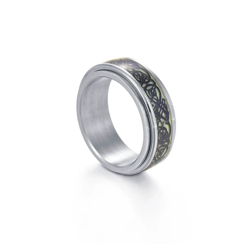 Wholesale Rotatable Decompression Unisex Titanium Steel Ring With Dripping Oil Luminous And Geometric Style Featuring Letters Numbers Text - Image 7