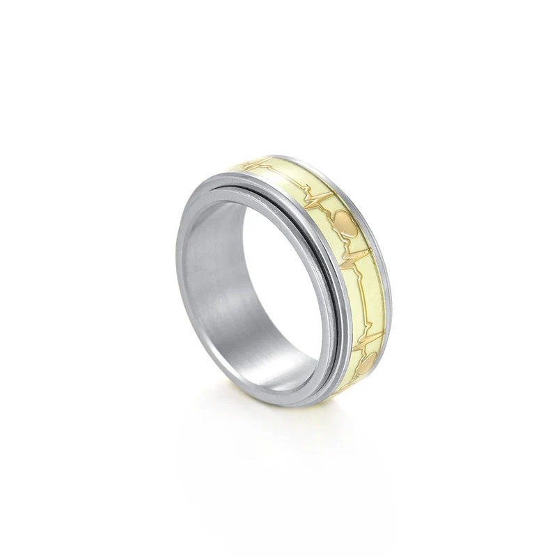Wholesale Rotatable Decompression Unisex Titanium Steel Ring With Dripping Oil Luminous And Geometric Style Featuring Letters Numbers Text - Image 9