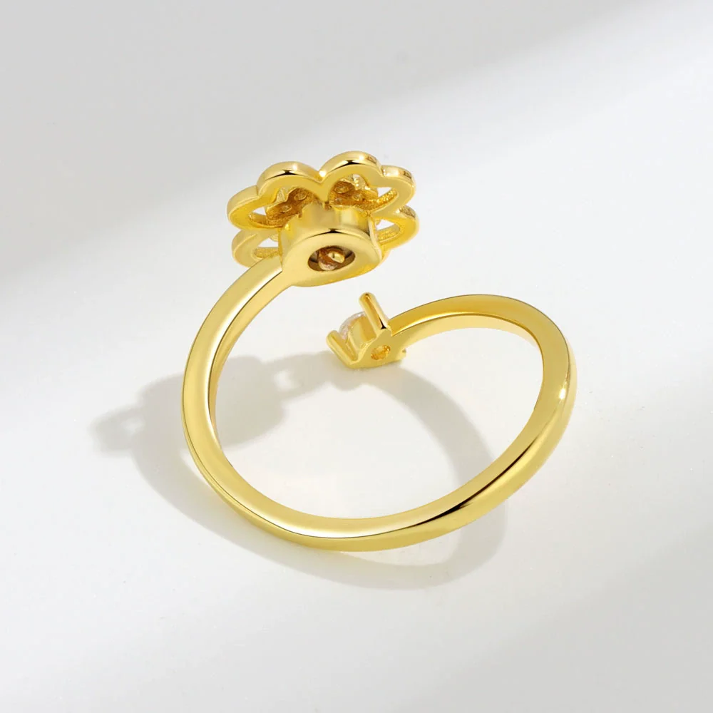 Wholesale Rotatable Four Leaf Clover Ring For Women Copper Electroplated Plants And Flowers Style - Image 4