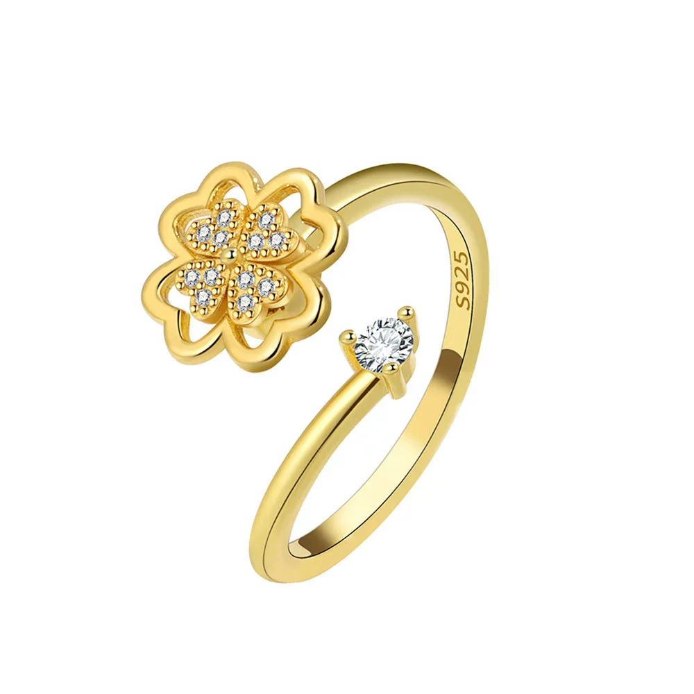 Wholesale Rotatable Four Leaf Clover Ring For Women Copper Electroplated Plants And Flowers Style - Image 6