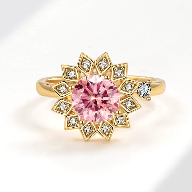 Wholesale Rotatable Sun Flower Ring Copper Microinlaid Zircon Electroplated Women's Light Luxury Fashion Open Ring Geometric Style - Image 3