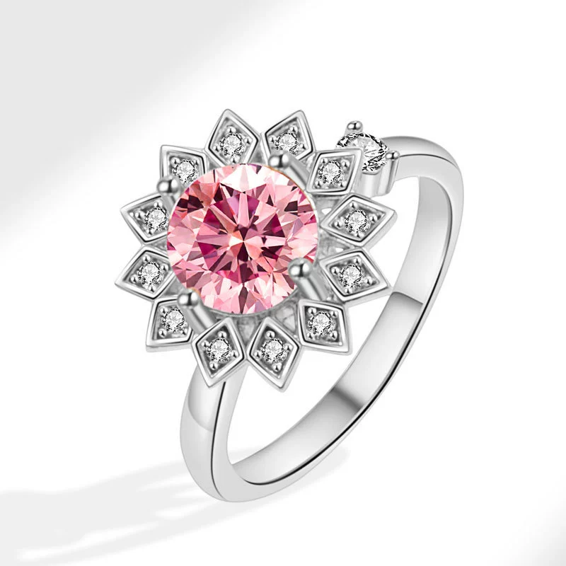 Wholesale Rotatable Sun Flower Ring Copper Microinlaid Zircon Electroplated Women's Light Luxury Fashion Open Ring Geometric Style - Image 7